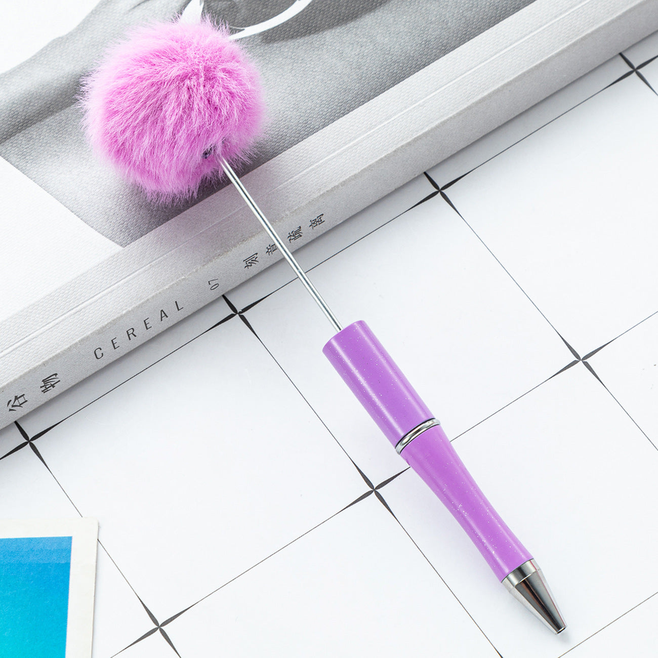 Wholesale Fluffy Pens Pompom Beadable Pens for DIY